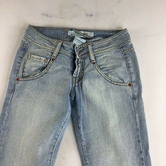 MET In Jeans Women's Skinny Fit Rhinestone Pockets Blue Jeans Casual Size 24 - Picture 2 of 12